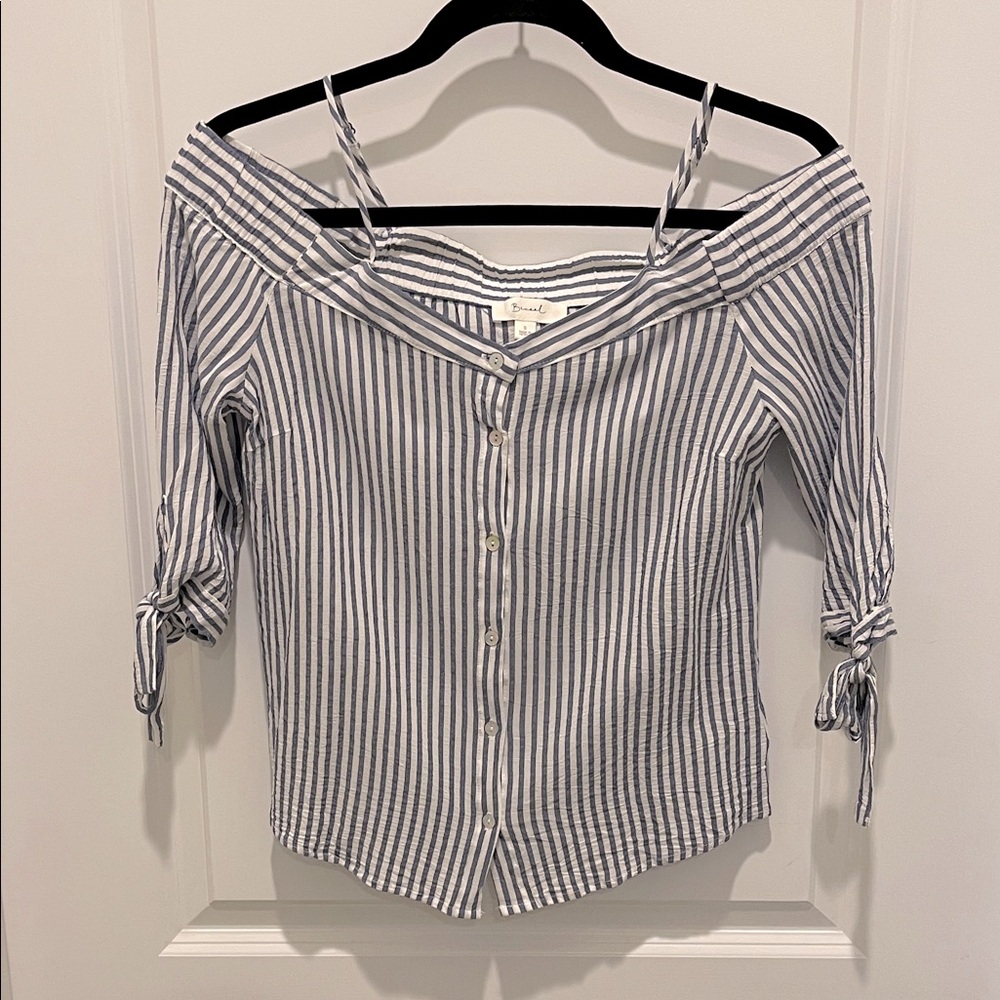 Becaal Blue and White Striped Blouse